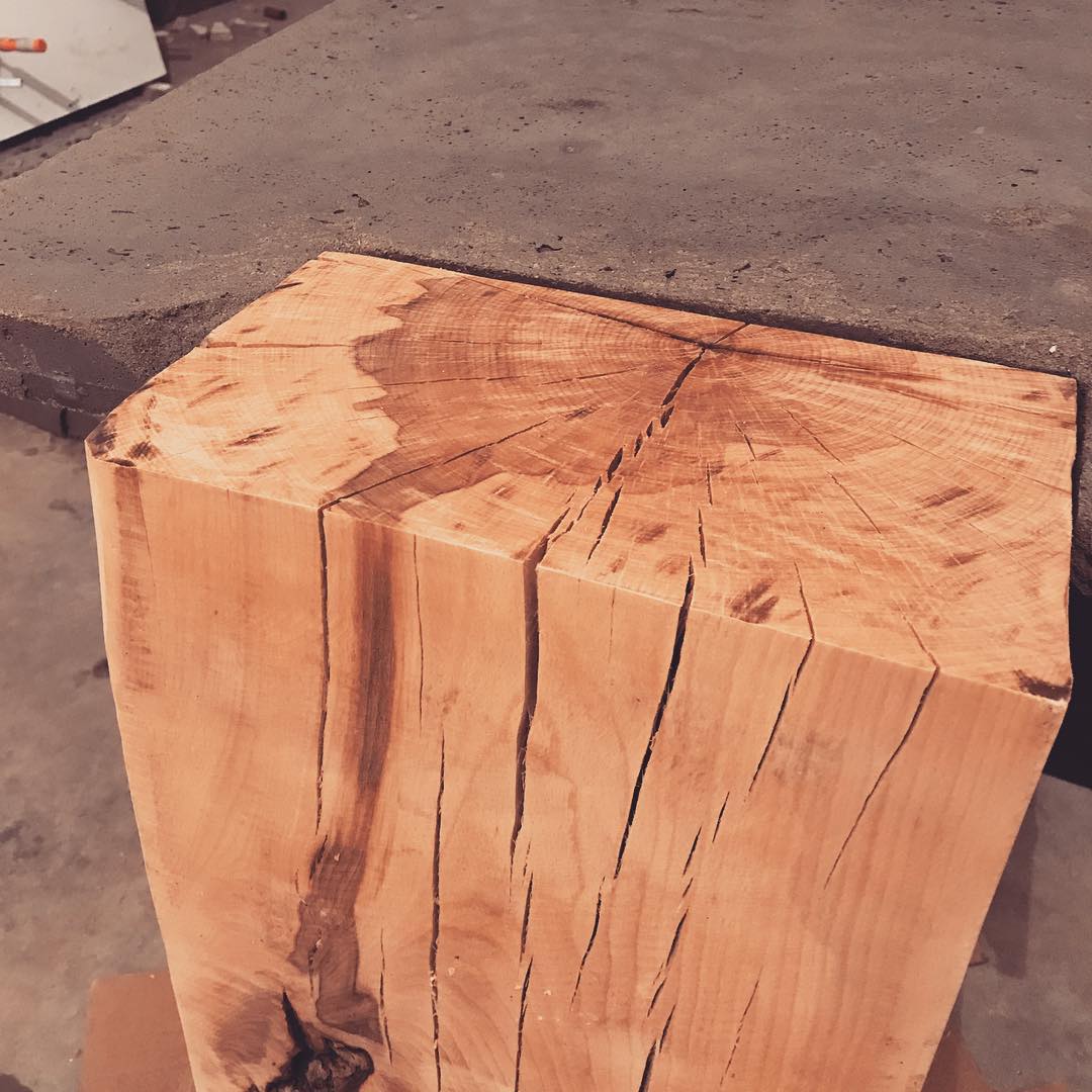 Concrete coffee table wooden leg